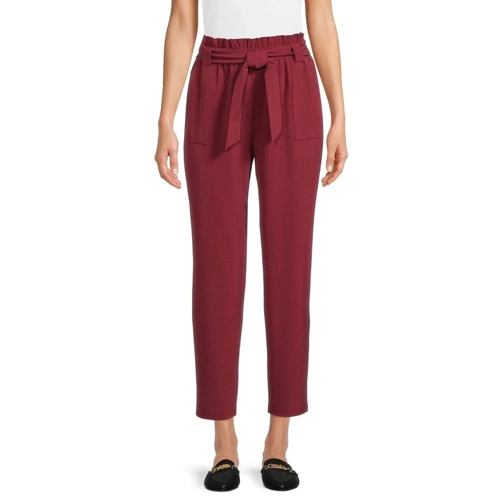 Hanna Nikole Plus Size Cropped Pants Wine 18W New‎ With Tags